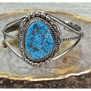 Navajo M Thomas Jr Kingman Turquoise Cuff 29.2g Size 7 NEW